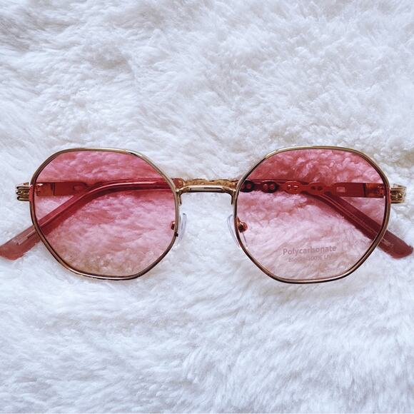 Phoebe Light Pink Geometric Sunglasses - Picture 1 of 13